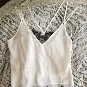 Bisou Bisou Wite Cami with Lace Trim